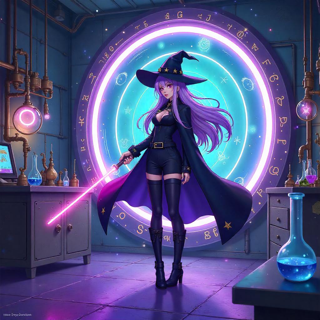 Portal Lab Witch: Neon Anime Sorcery