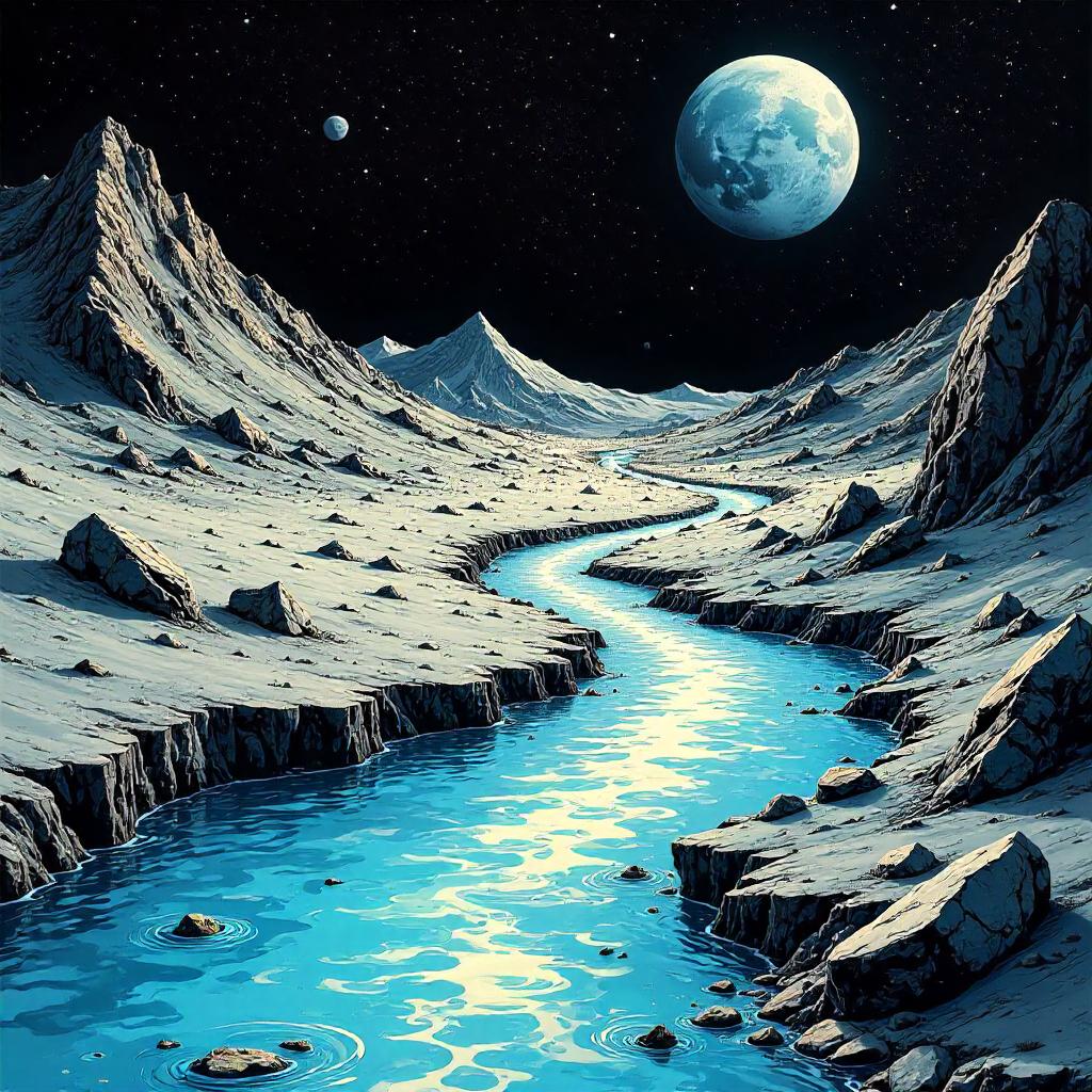 Moonlit Comic River: A Bold Lunar Splash