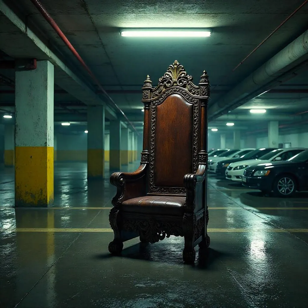 Photorealistic Throne in a Parking Garage