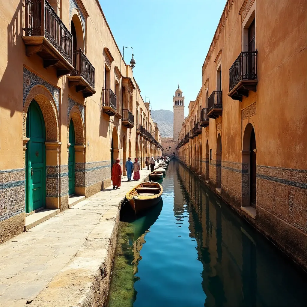 Historic Fez Canal Under a Bright Moroccan Sky