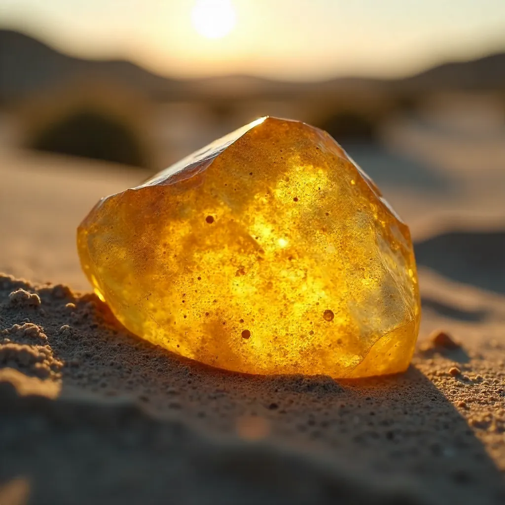Luminous Yellow Stone in Desert Glow