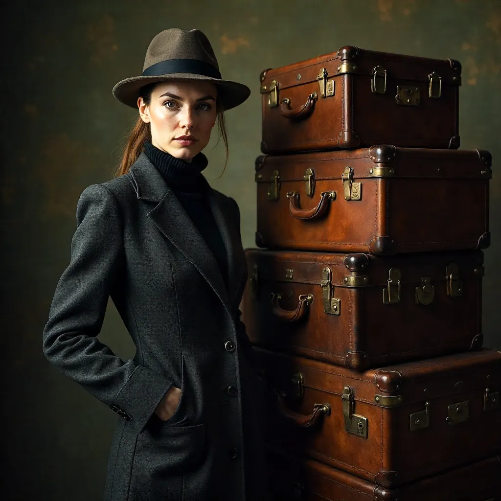 Fashionable Portrait by Vintage Suitcases