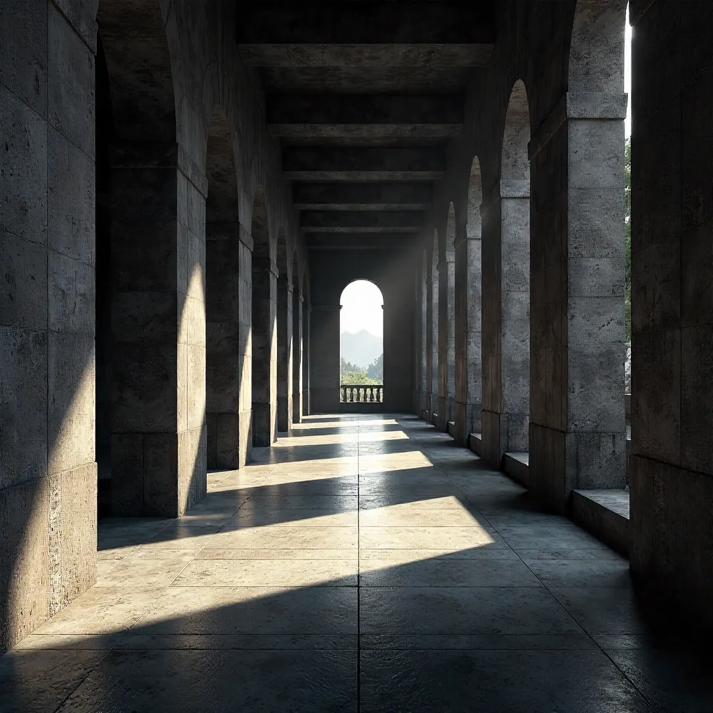Shadowed Hallway: Geometric Light Play