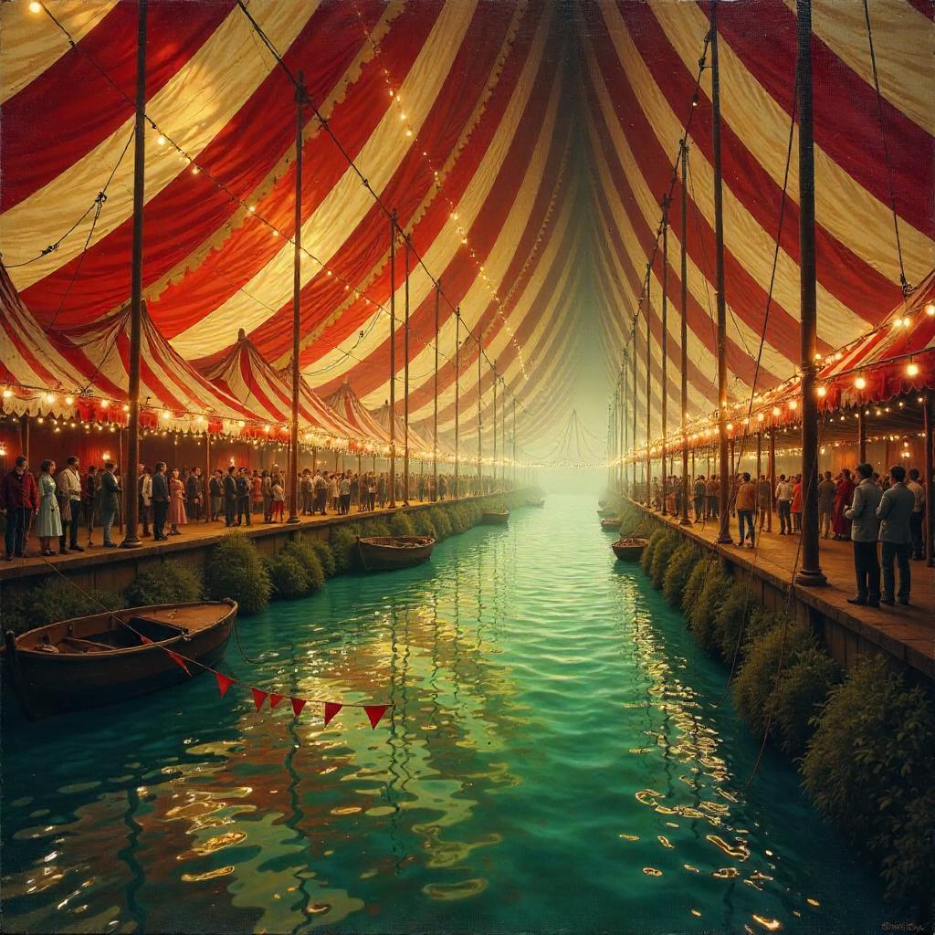 River in a Circus Tent: An Oil Painting Dream