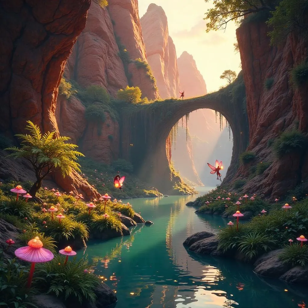 Photoreal Canyon Amid Fairy Wonderland Light