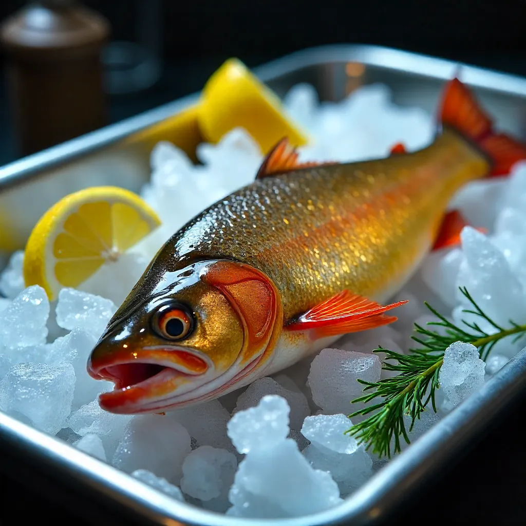 Golden Trout on Ice: Gourmet Seafood Display
