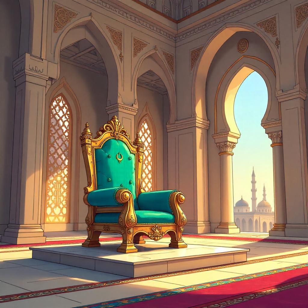 Whimsical Cartoon Throne Inside a Mosque