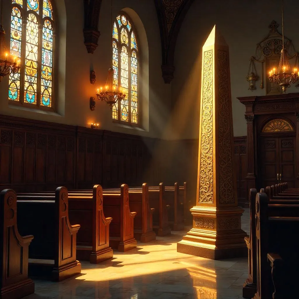Photorealistic Obelisk in a Synagogue Interior