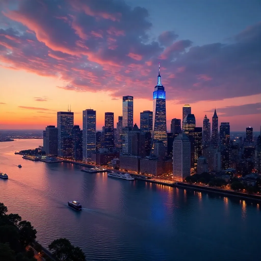 Nocturnal NYC Skyline Over The Hudson