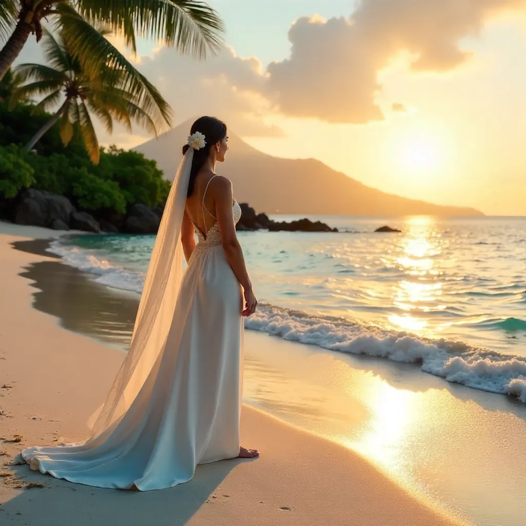 Serene Bali Bride Gazing at the Ocean