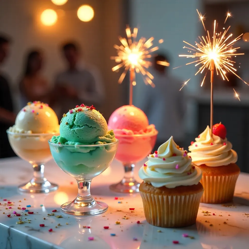 Sparkling Artisanal Ice Cream & Cupcake Celebration