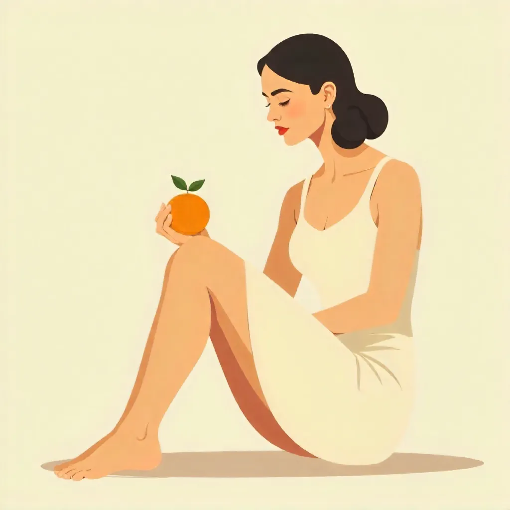 Minimalist Portrait: Woman Balancing an Orange