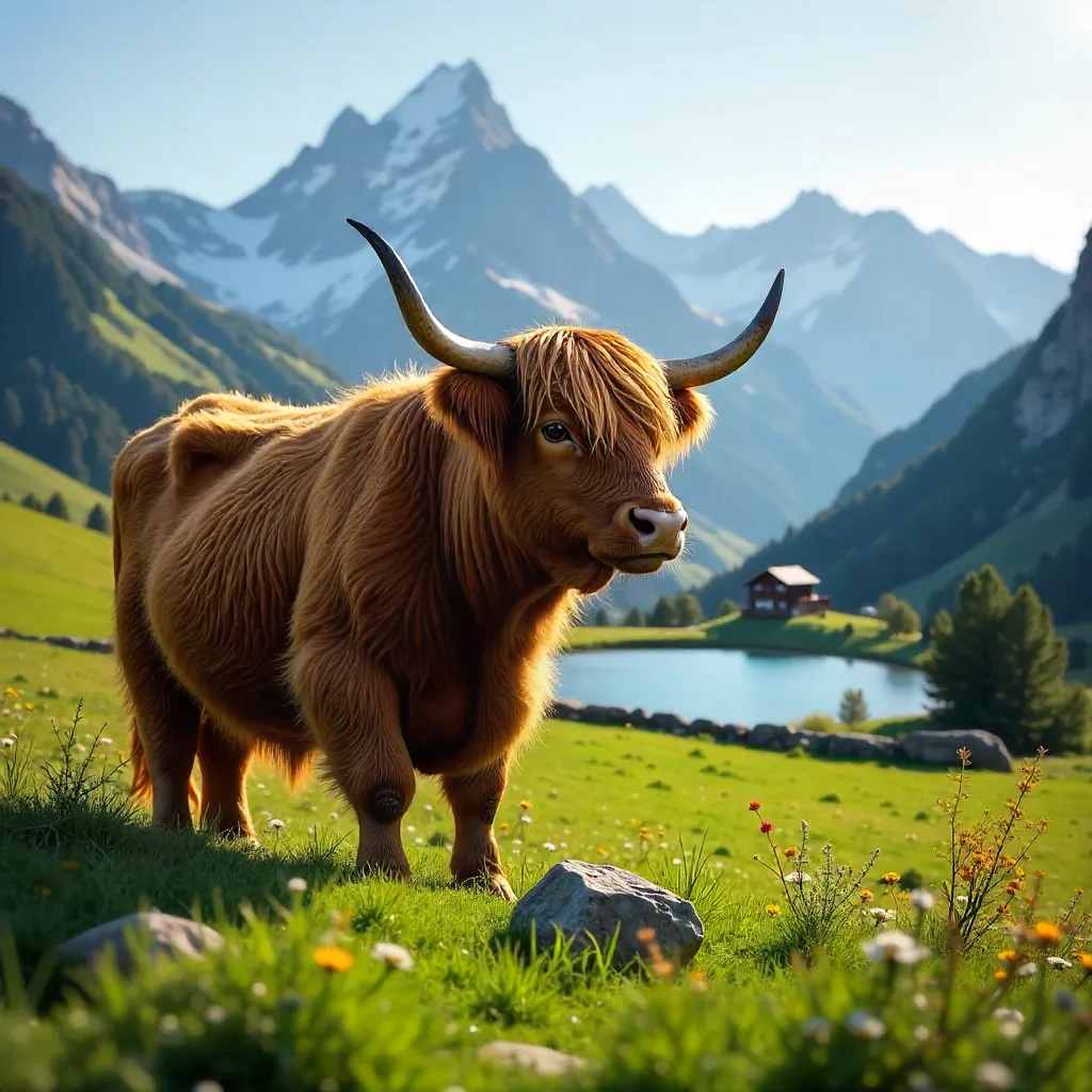 Highland Cow in Kühtai Alpine Meadows, Tirol