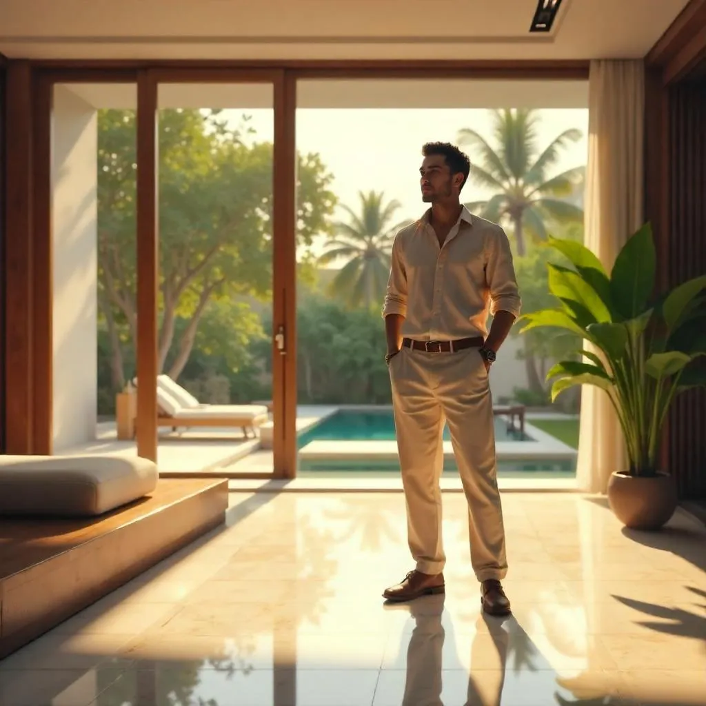 Young Asian Man in a Luxury Villa (Digital Art)