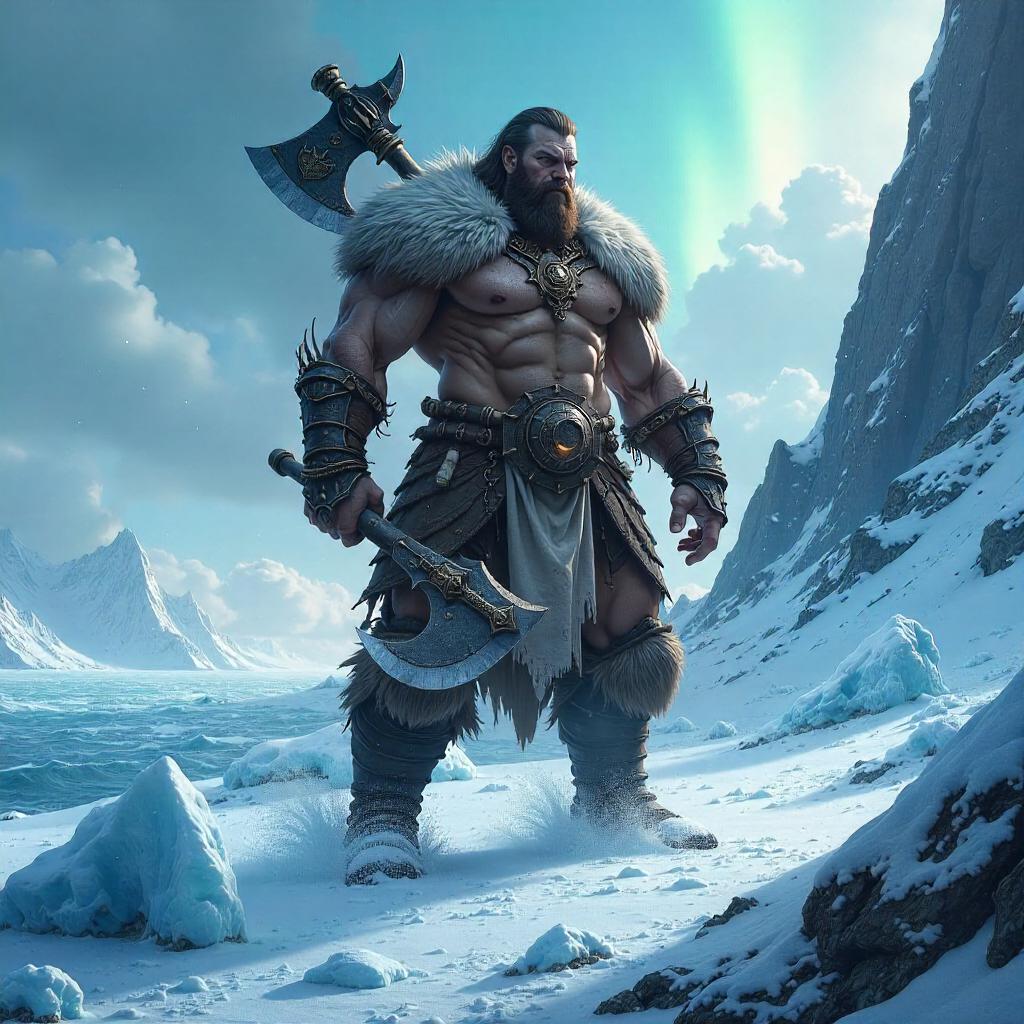 Barbarian Vanguard Amid Icebergs - Concept Art