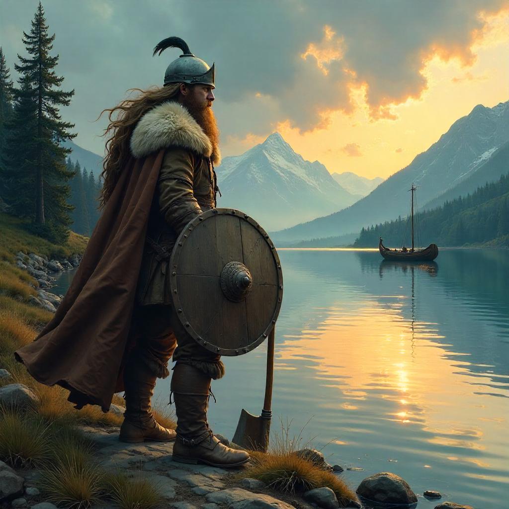 Edge of the Lake: Romantic Viking in Oil