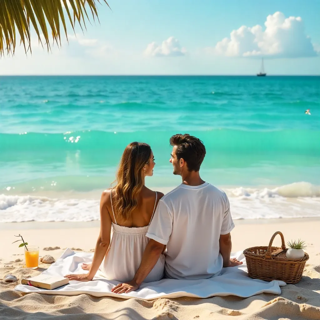 Peaceful Couple by the Sea Under Sunny Skies