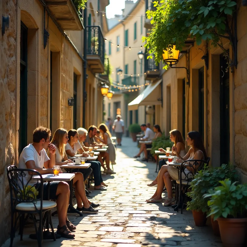Charming Outdoor Cafe in Historic Alleyway
