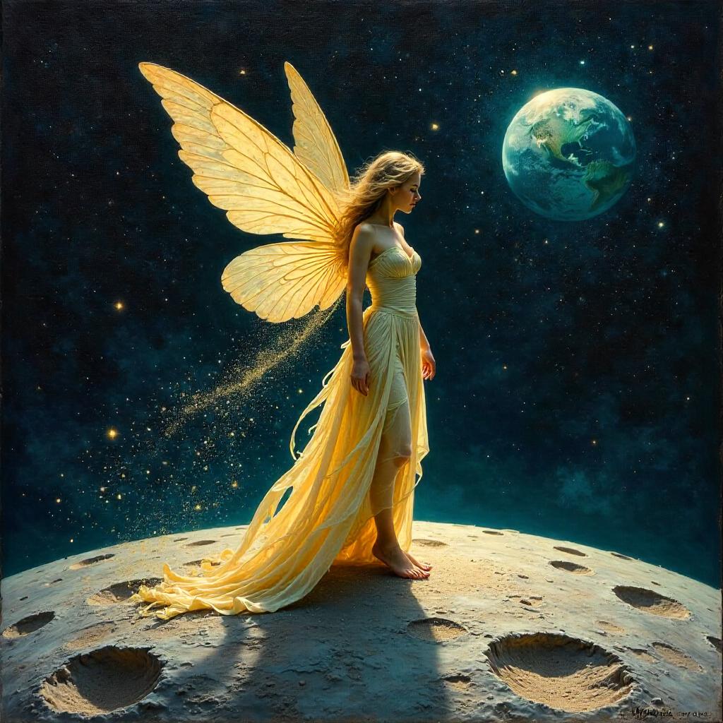 Lunar Fairy: Oil Painting on the Moon