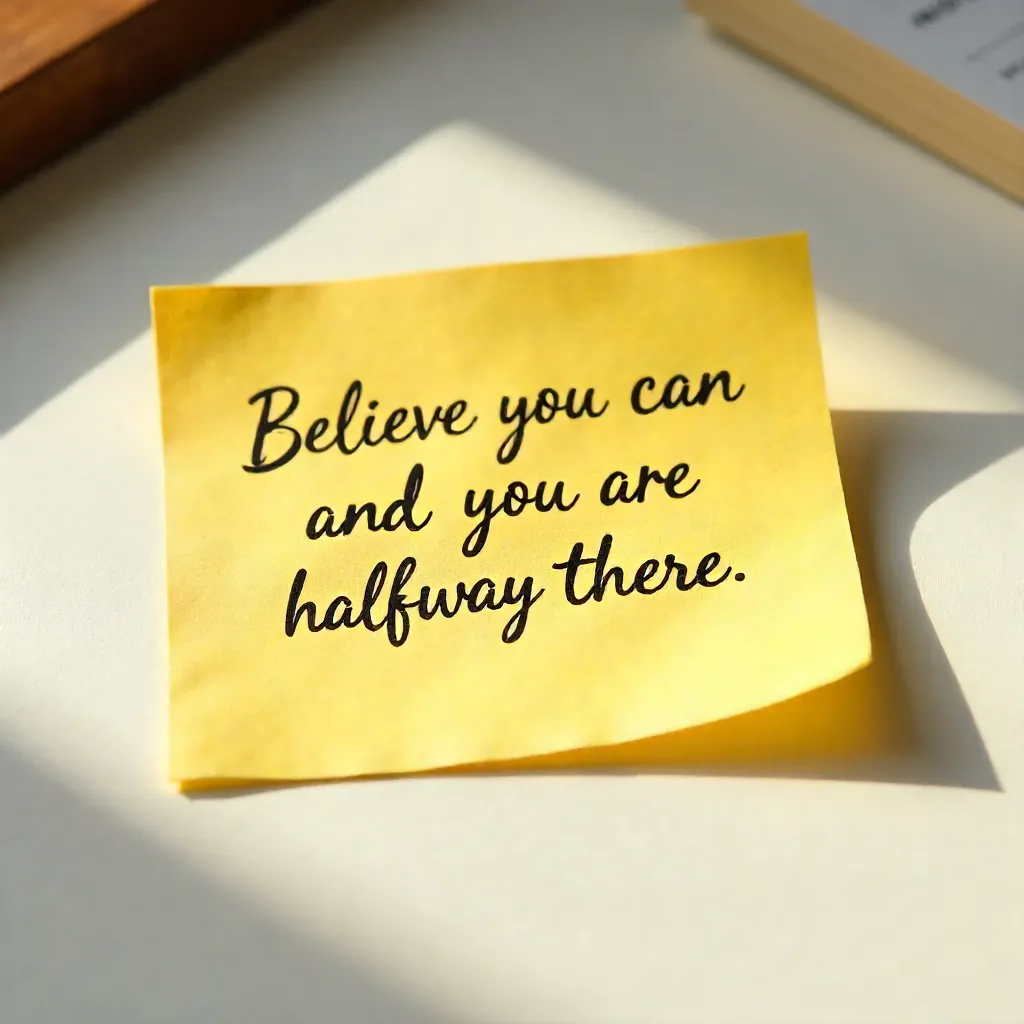 Yellow Card with a Handwritten Inspirational Quote