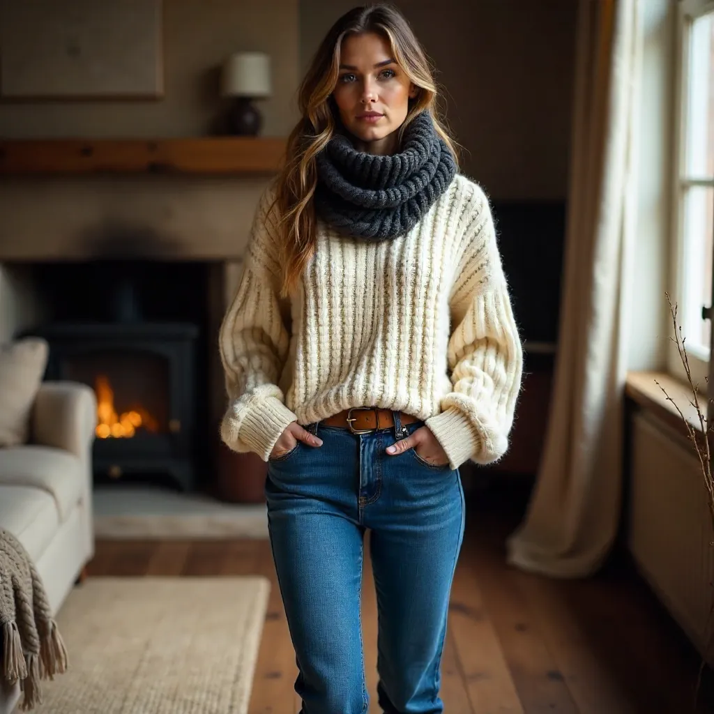 Cozy Winter Look: Wool Sweater and Jeans