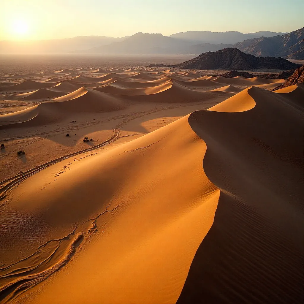 Aerial Patterns of Desert Dunes and Mountain Ridges
