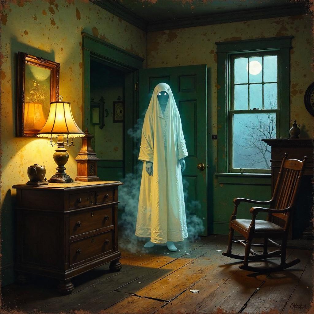 Specter in an Oil Farmhouse Parlor