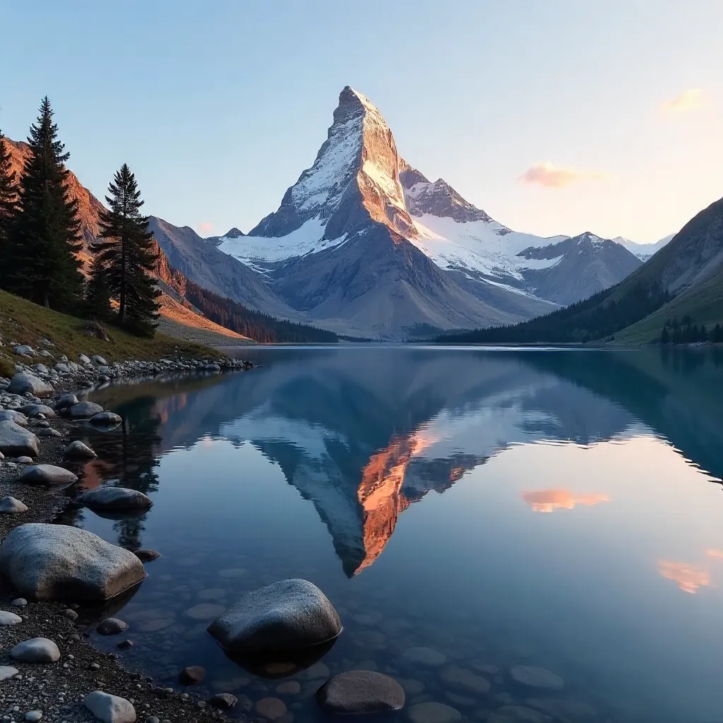 Stunning Sunrise Over Matterhorn Reflected in a Tranquil Lake