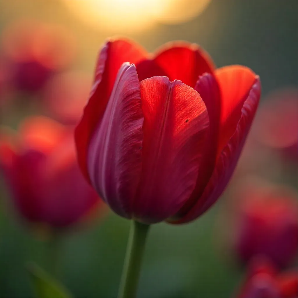 Soft-Focused Close-Up: Red Tulip in Velvet Light