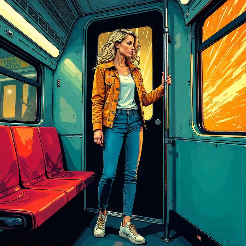 Transit Heroine in Bold Comic Book Style