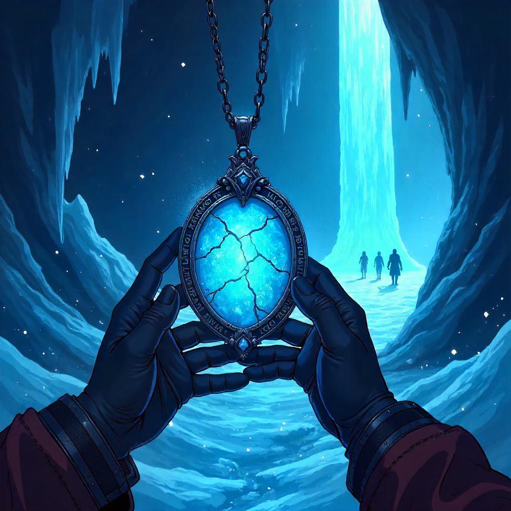Cursed Amulet in the Ice Cave - Anime Style