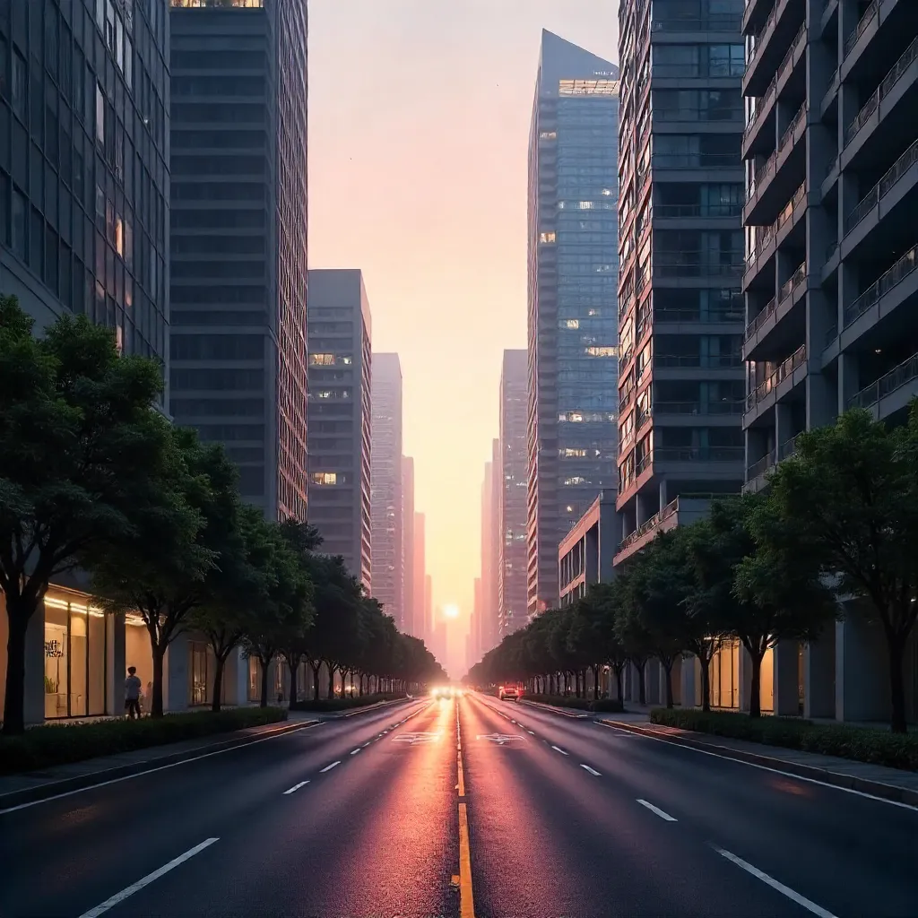 Silent Skyline: Empty Singapore CBD Street