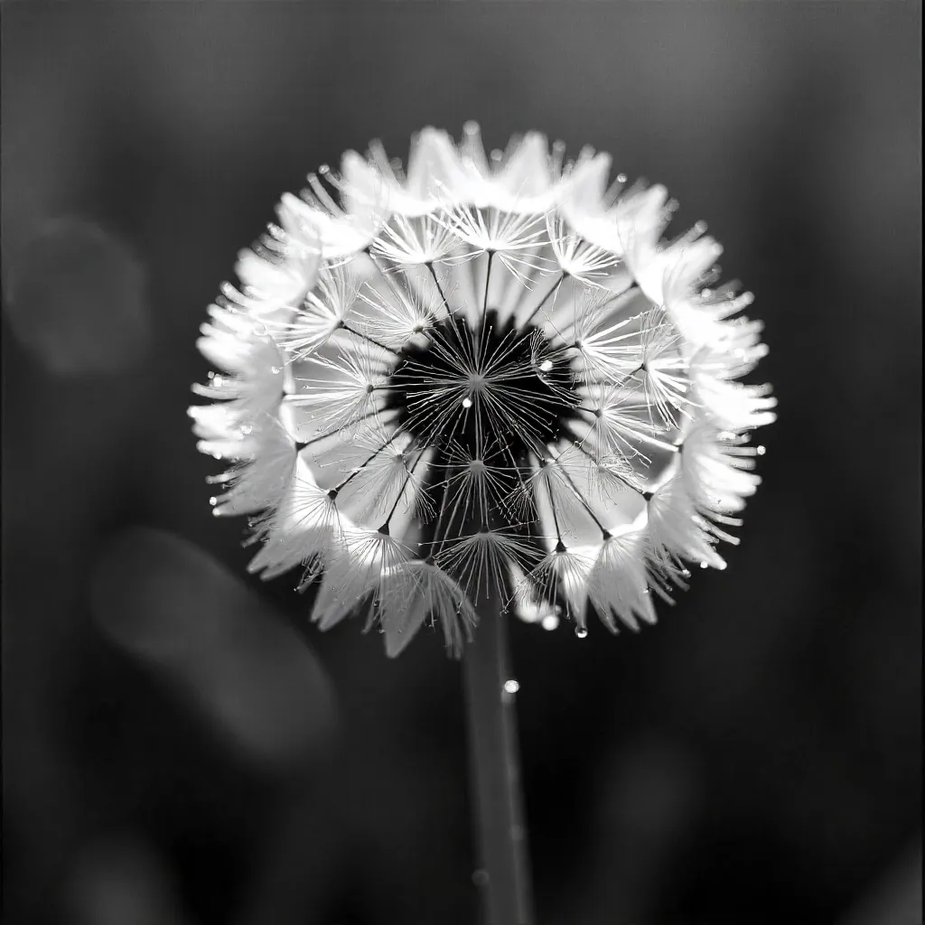Monochrome Macro: Dandelion in Nature