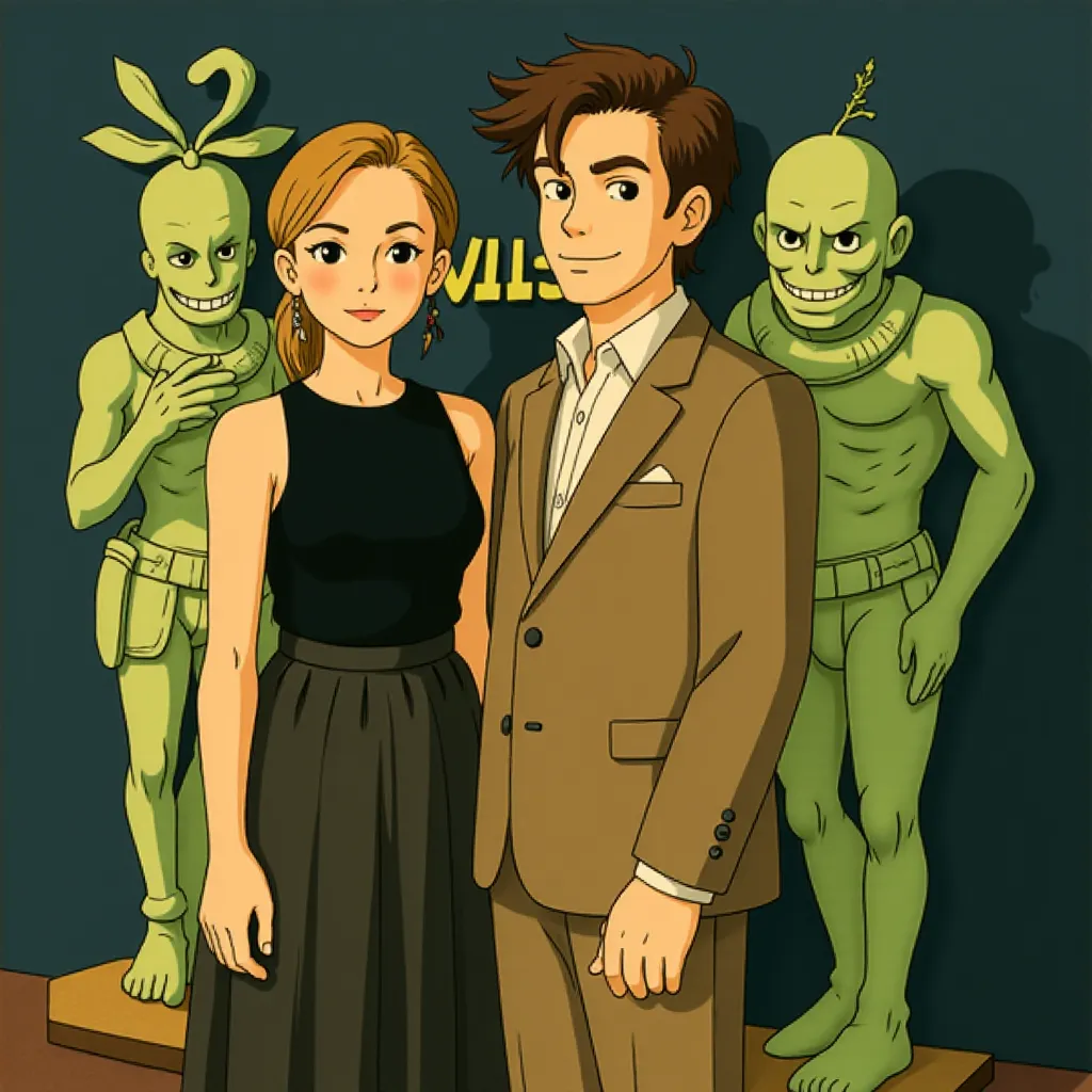Kirsten Dunst and Jesse Plemons at an event for Civil War (2024) - Ghibli style