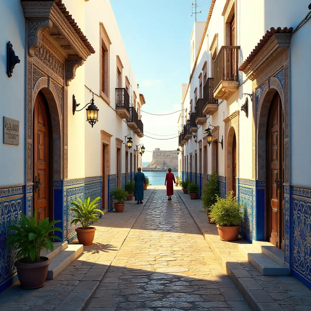 El Jadida Historic Streetscape with Classic Architecture