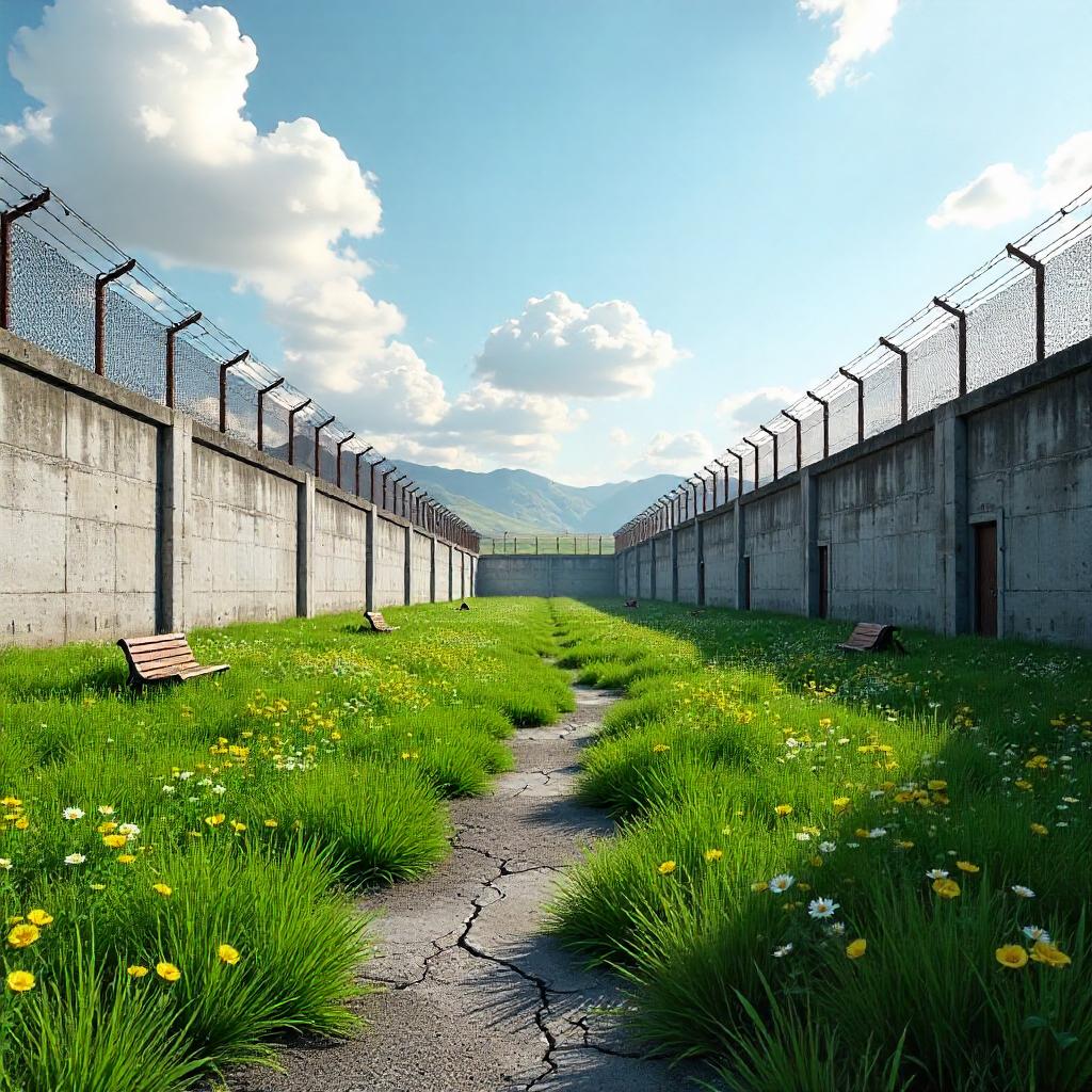 Meadow in a Prison Yard: Photoreal 3D Render