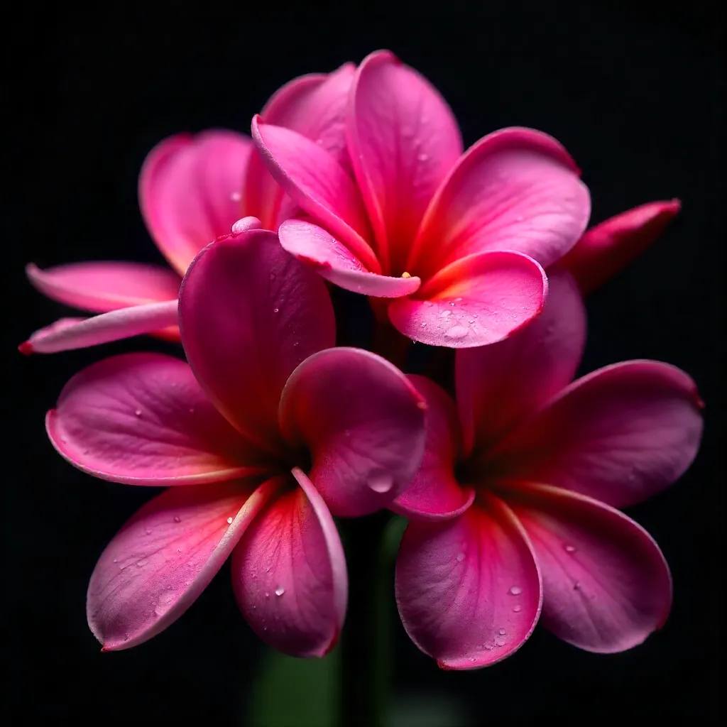 Moody Close-Up of Vibrant Pink Plumeria