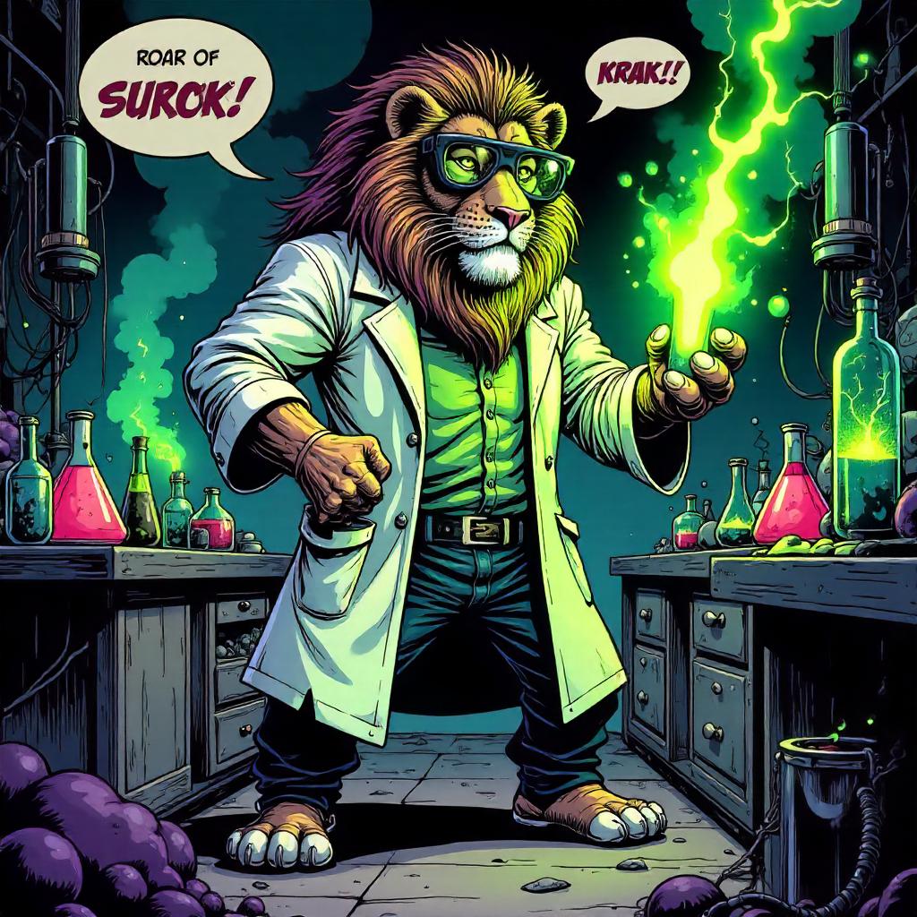 Lion in a Mad Scientist Lab: Comic Shock