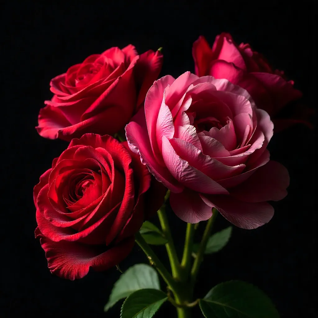 Chiaroscuro Red and Pink Bloom Still Life