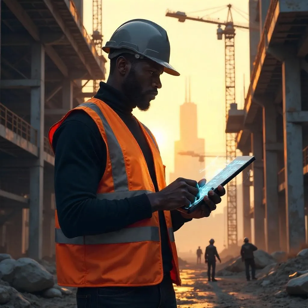 Stylish Black Man at a Construction Site - Concept Art