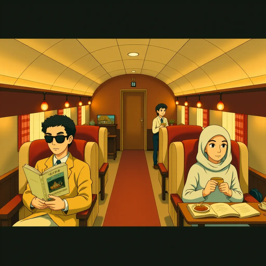 Benicio Del Toro, Michael Cera, and Mia Threapleton in The Phoenician Scheme (2025) - Ghibli style