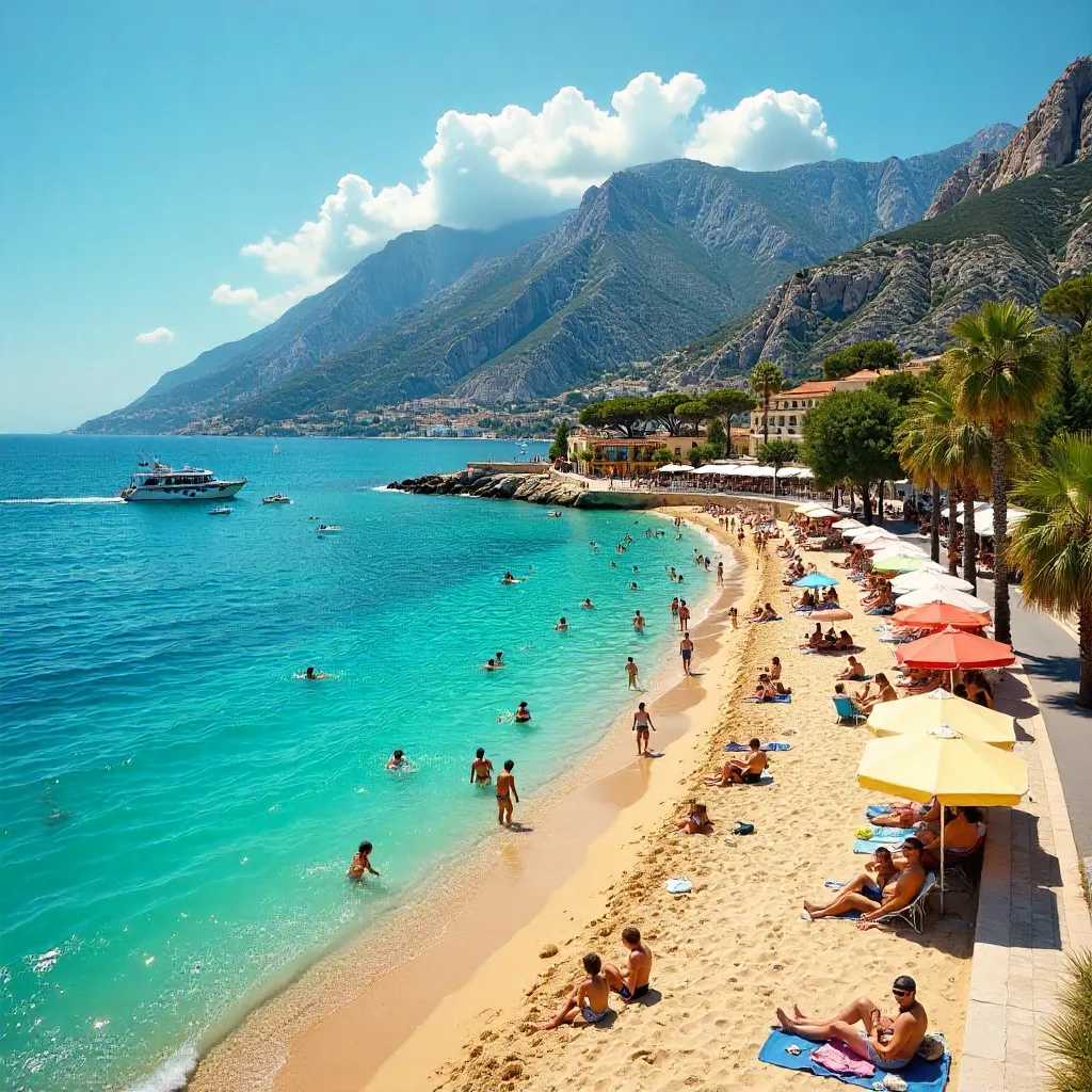 Vibrant Summer Day at Port de Sóller Beach, Mallorca