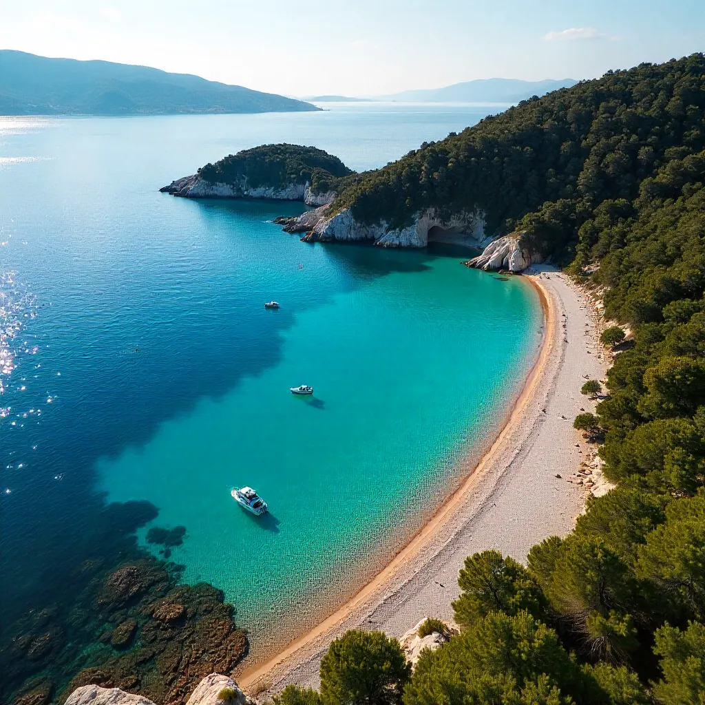 Aerial Drone View of Urla Cove, Izmir