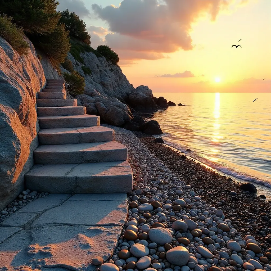 Staircase to Sunset on Pebble Beach