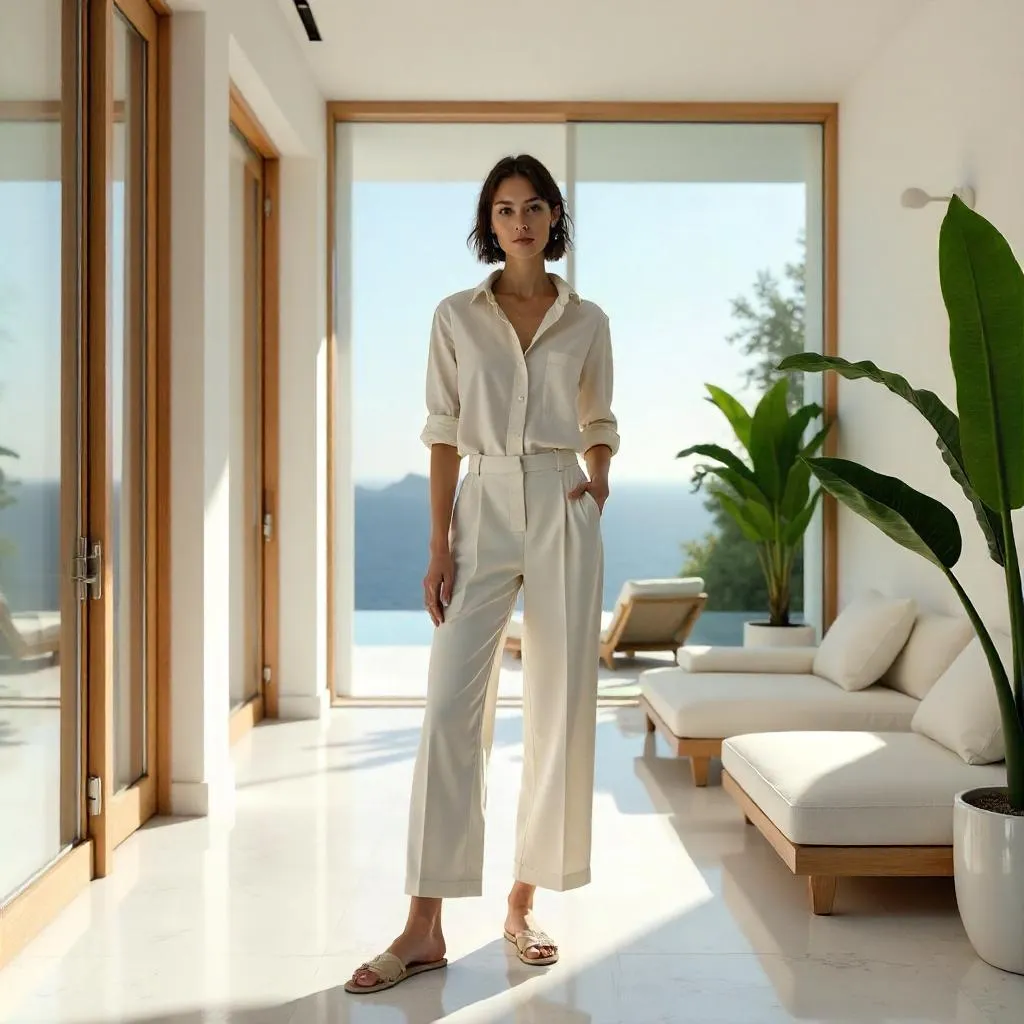 Photorealistic Stylish Woman in a Luxury Villa