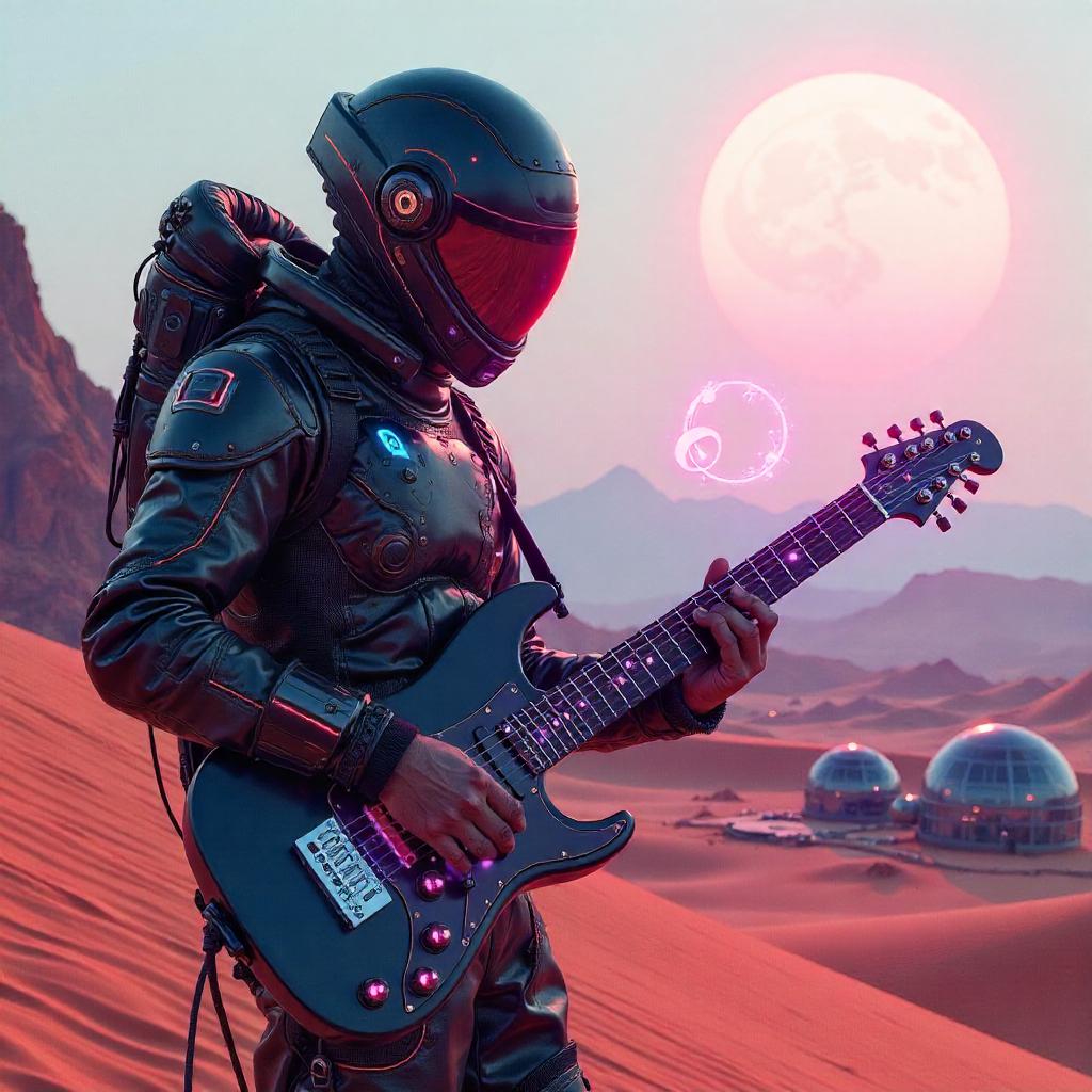 Mars Serenade: Digital Musician on Red Sand