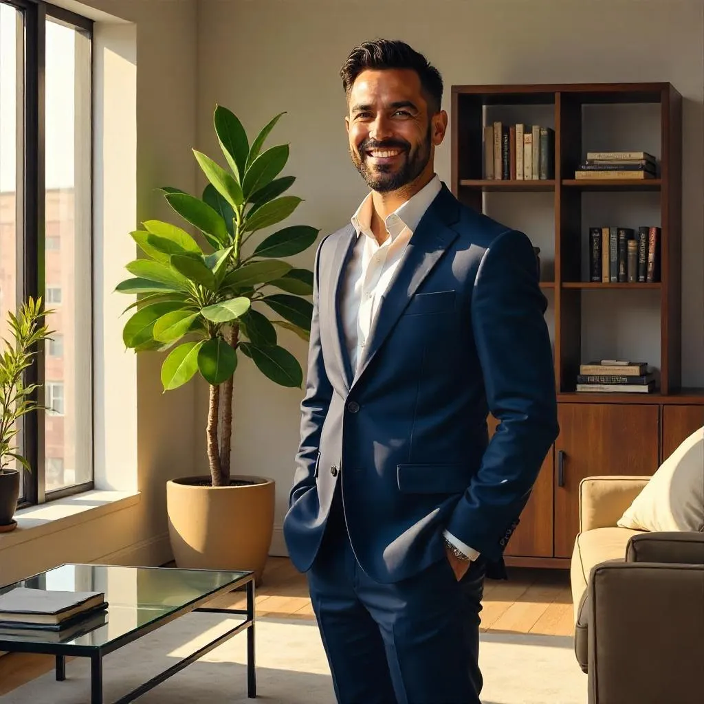 Oil Portrait: Professional Latino Man in an Apartment