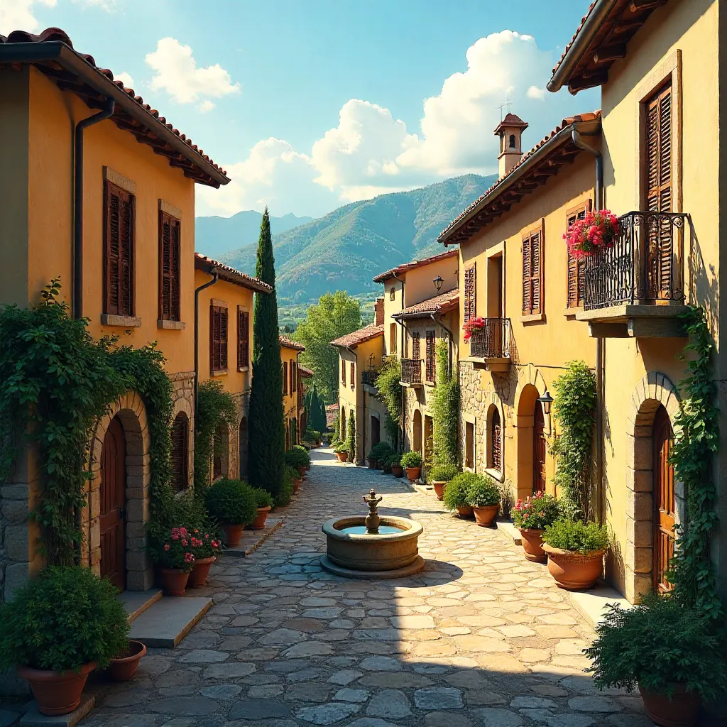 Charming Tuscan Town with Terracotta Roofs