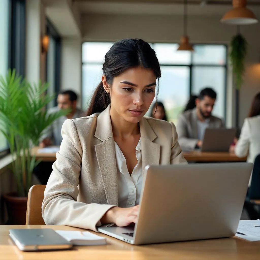 Young Middle Eastern Woman in a Coworking Space (Photorealistic)