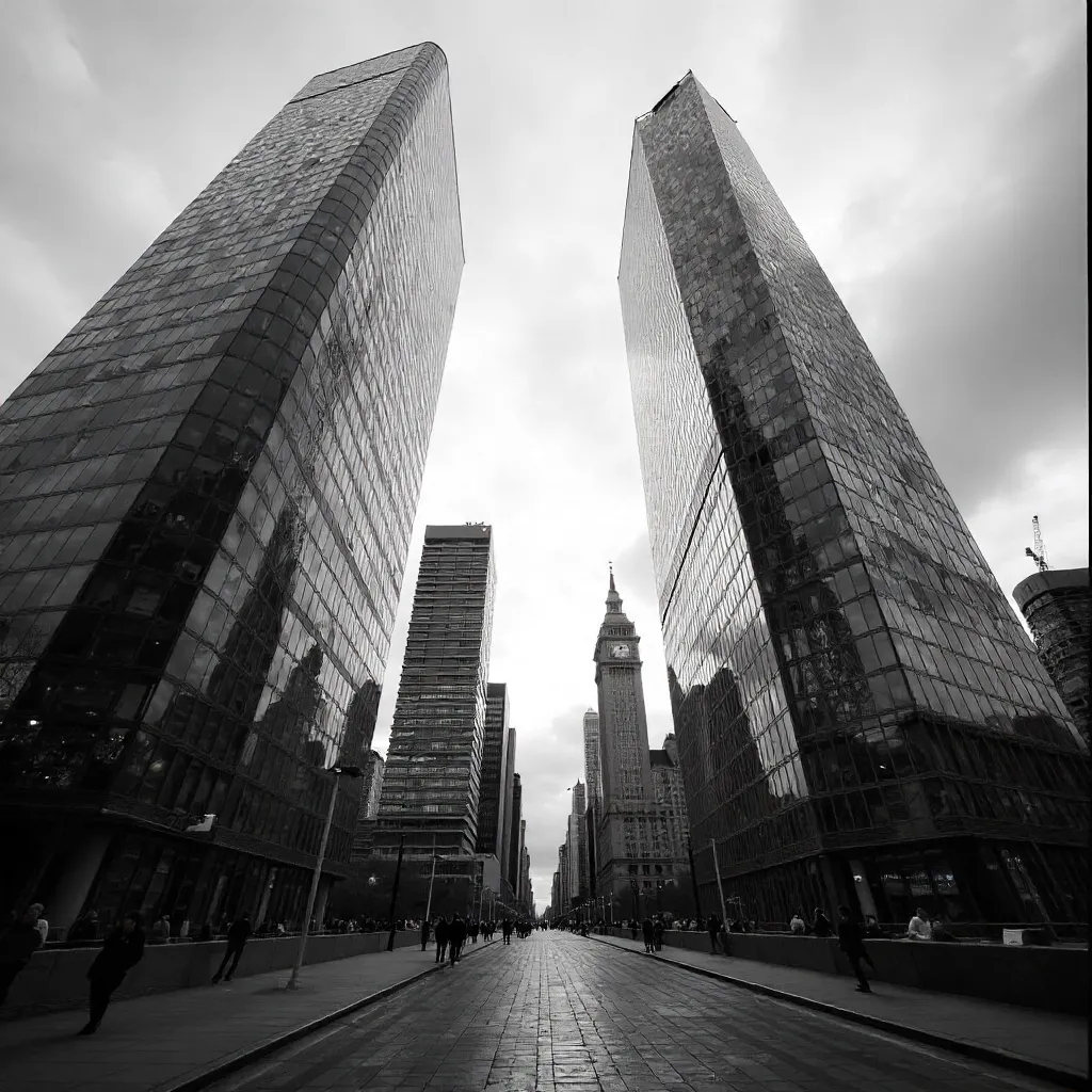 Monochrome London Skyscrapers: Dramatic Urban Skyline